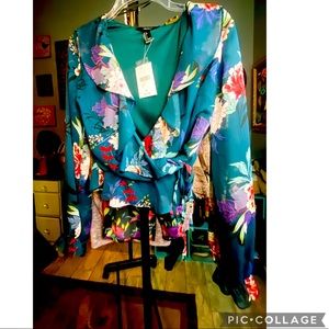 Fun floral wrap top